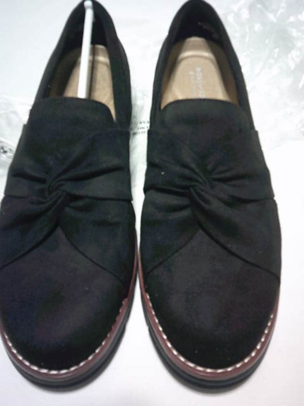 NIB EASY SPIRIT VITALIA EFLEX RUCHED SLIP-ON LOAFERS BLACK SIZE 10W FLATS 👩🎁